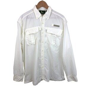 Field & Stream Men's Size Large Creme Long Sleeve Button Up Lined Utility Shirt